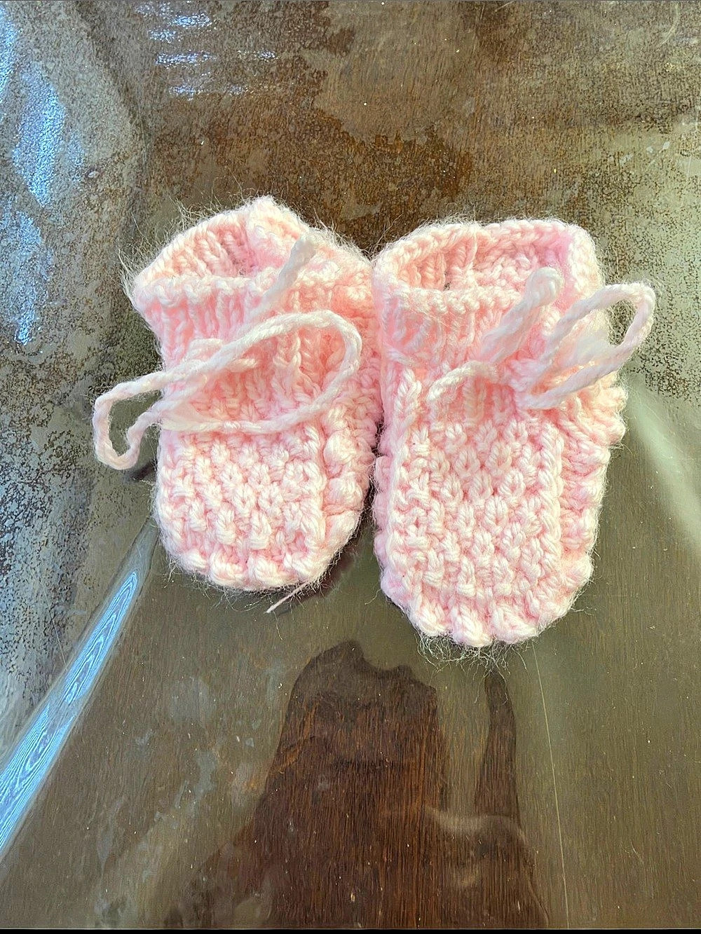 Handmade Pink Knitted Baby Booties